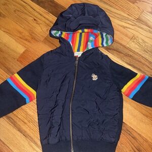 Paul Smith Baby boy striped hooded zip up light weight jacket sz 3T